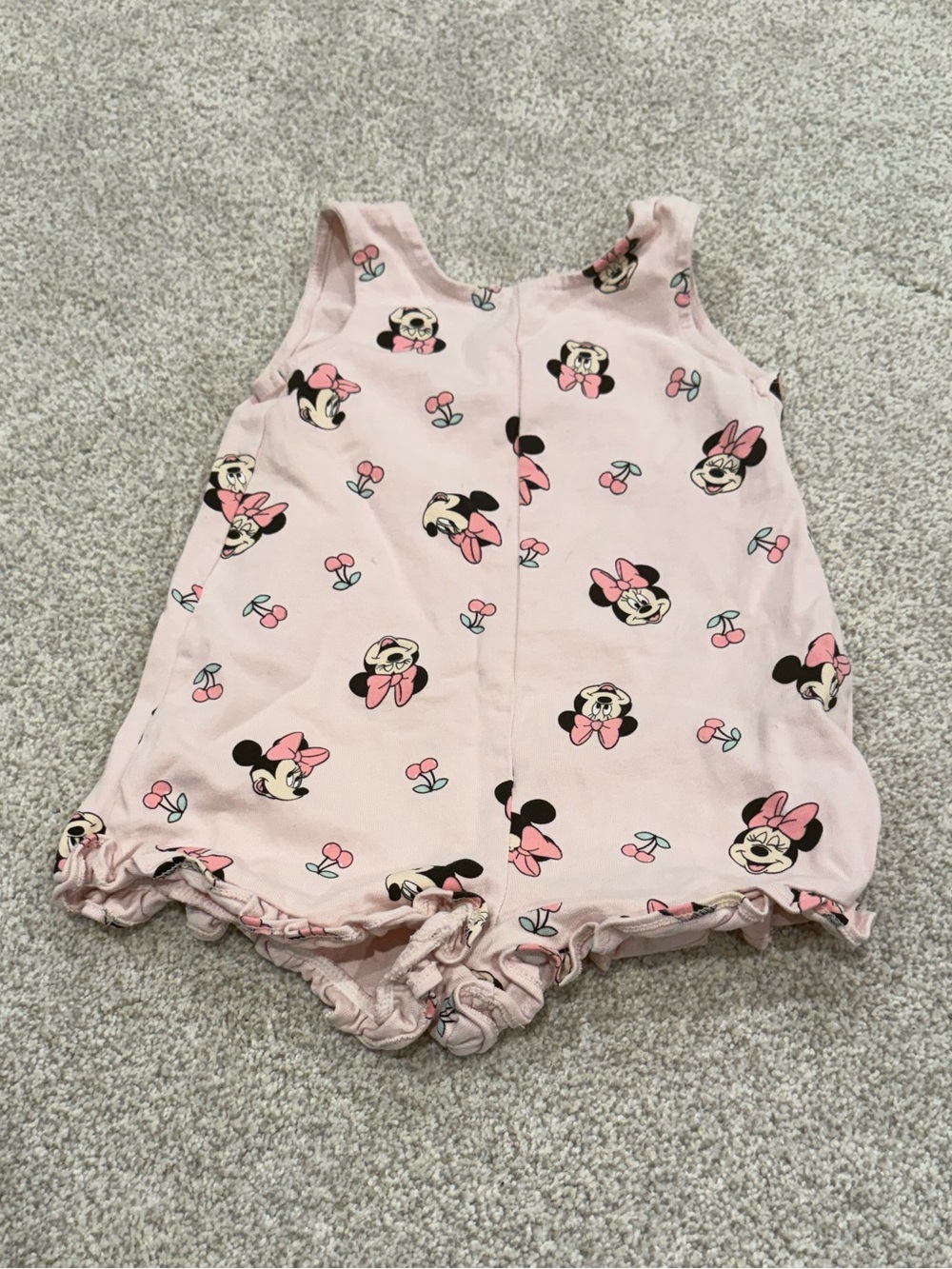 Disney Pink Minnie Mouse Romper with Bow & Cherry Print